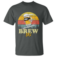 Brewski Skiing Beer T Shirt Funny Skiing Skier Ski Vacation Retro Sunset - Wonder Print Shop
