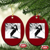 Funny Skiing Nun Graphics Photo Skier Winter Sport Ceramic Ornament - Wonder Print Shop