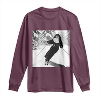 Funny Skiing Nun Graphics Photo Skier Winter Sport Long Sleeve Shirt - Wonder Print Shop