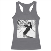 Funny Skiing Nun Graphics Photo Skier Winter Sport Racerback Tank Top - Wonder Print Shop