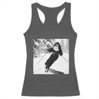 Funny Skiing Nun Graphics Photo Skier Winter Sport Racerback Tank Top - Wonder Print Shop