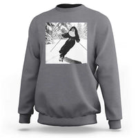 Funny Skiing Nun Graphics Photo Skier Winter Sport Sweatshirt - Wonder Print Shop