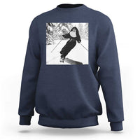 Funny Skiing Nun Graphics Photo Skier Winter Sport Sweatshirt - Wonder Print Shop