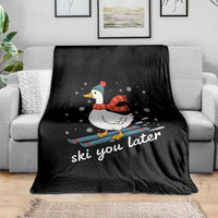 Funny Skiing Goose Throw Blanket Ski You Later Winter Vacation Sport - Wonder Print Shop
