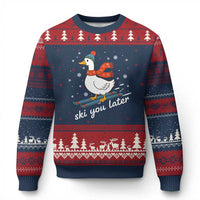 Funny Skiing Goose Ugly Christmas Sweater Ski You Later Winter Vacation Sport - Wonder Print Shop