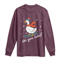 Funny Skiing Goose Long Sleeve Shirt Ski You Later Winter Vacation Sport - Wonder Print Shop