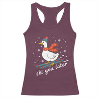 Funny Skiing Goose Racerback Tank Top Ski You Later Winter Vacation Sport - Wonder Print Shop