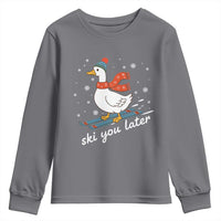 Funny Skiing Goose Youth Sweatshirt Ski You Later Winter Vacation Sport - Wonder Print Shop