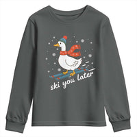 Funny Skiing Goose Youth Sweatshirt Ski You Later Winter Vacation Sport - Wonder Print Shop