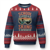 Funny School Is Important But Skiing Is Importanter Ugly Christmas Sweater - Wonder Print Shop