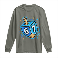 Funny 67 Hanukkah Dreidel Long Sleeve Shirt Chanukah Star Of David - Wonder Print Shop