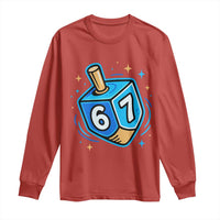 Funny 67 Hanukkah Dreidel Long Sleeve Shirt Chanukah Star Of David - Wonder Print Shop