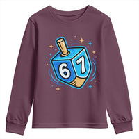 Funny 67 Hanukkah Dreidel Youth Sweatshirt Chanukah Star Of David - Wonder Print Shop