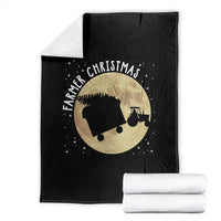 Funny Farmer Christmas Throw Blanket Xmas Santa Farm Tractor Moon - Wonder Print Shop