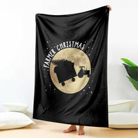 Funny Farmer Christmas Throw Blanket Xmas Santa Farm Tractor Moon - Wonder Print Shop