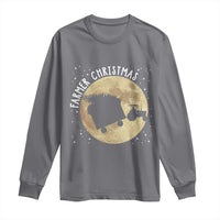 Funny Farmer Christmas Long Sleeve Shirt Xmas Santa Farm Tractor Moon - Wonder Print Shop
