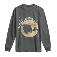 Funny Farmer Christmas Long Sleeve Shirt Xmas Santa Farm Tractor Moon - Wonder Print Shop
