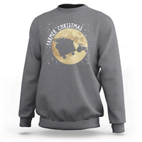 Funny Farmer Christmas Sweatshirt Xmas Santa Farm Tractor Moon - Wonder Print Shop