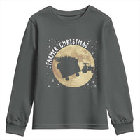 Funny Farmer Christmas Youth Sweatshirt Xmas Santa Farm Tractor Moon - Wonder Print Shop