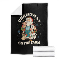 Funny Xmas On The Farm Throw Blanket Christmas Farmer Santa Claus Livestock - Wonder Print Shop