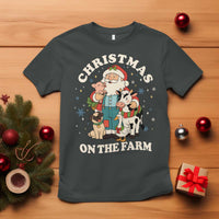 Funny Xmas On The Farm T Shirt Christmas Farmer Santa Claus Livestock - Wonder Print Shop