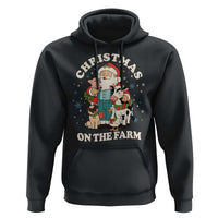 Funny Xmas On The Farm Hoodie Christmas Farmer Santa Claus Livestock - Wonder Print Shop