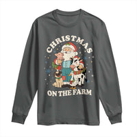 Funny Xmas On The Farm Long Sleeve Shirt Christmas Farmer Santa Claus Livestock - Wonder Print Shop