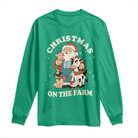 Funny Xmas On The Farm Long Sleeve Shirt Christmas Farmer Santa Claus Livestock - Wonder Print Shop