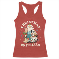 Funny Xmas On The Farm Racerback Tank Top Christmas Farmer Santa Claus Livestock - Wonder Print Shop