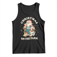 Funny Xmas On The Farm Tank Top Christmas Farmer Santa Claus Livestock - Wonder Print Shop