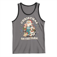 Funny Xmas On The Farm Tank Top Christmas Farmer Santa Claus Livestock - Wonder Print Shop