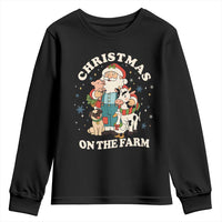 Funny Xmas On The Farm Youth Sweatshirt Christmas Farmer Santa Claus Livestock - Wonder Print Shop