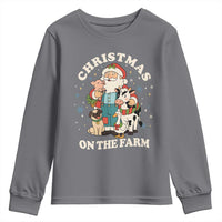 Funny Xmas On The Farm Youth Sweatshirt Christmas Farmer Santa Claus Livestock - Wonder Print Shop