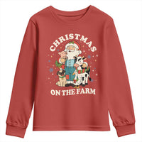 Funny Xmas On The Farm Youth Sweatshirt Christmas Farmer Santa Claus Livestock - Wonder Print Shop