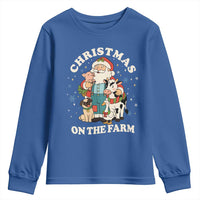 Funny Xmas On The Farm Youth Sweatshirt Christmas Farmer Santa Claus Livestock - Wonder Print Shop