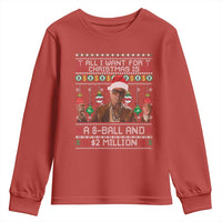 Funny Christmas Billy Meme Youth Sweatshirt All I Want For Christmas Is A 8 Ball And 2 Million Dollars - Wonder Print Shop