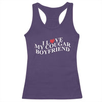 Funny I Love My Cougar Boyfriend Racerback Tank Top Girlfriend Valentines Couple Matching