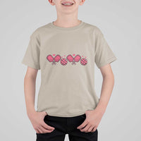 Funny Valentine's Day Xoxo Pink Pickleball T Shirt For Kid