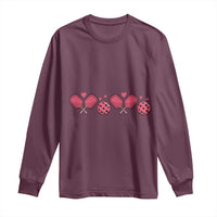 Funny Valentine's Day Xoxo Pink Pickleball Long Sleeve Shirt