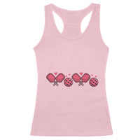 Funny Valentine's Day Xoxo Pink Pickleball Racerback Tank Top
