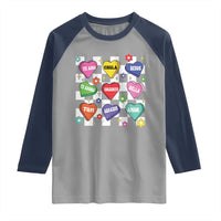 Funny Spanish Candy Heart Valentine's Day Raglan Shirt