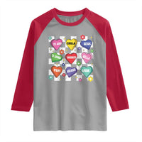 Funny Spanish Candy Heart Valentine's Day Raglan Shirt