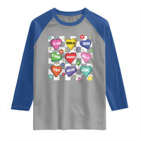 Funny Spanish Candy Heart Valentine's Day Raglan Shirt
