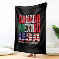 Soccer Lover Throw Blanket Canada Mexico USA Pride Football Futbol 2026