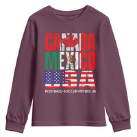 Soccer Lover Youth Sweatshirt Canada Mexico USA Pride Football Futbol 2026