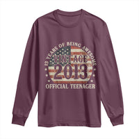 13th Birthday 2026 Long Sleeve Shirt Vintage 2013 Official Teenager 13 Years Of Being Awesome - Wonder Print Shop