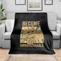 Become Ungovernable Cat Throw Blanket Funny Retro Cat Bite Horror Anime - Wonder Print Shop