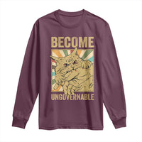 Become Ungovernable Cat Long Sleeve Shirt Funny Retro Cat Bite Horror Anime - Wonder Print Shop