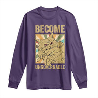 Become Ungovernable Cat Long Sleeve Shirt Funny Retro Cat Bite Horror Anime - Wonder Print Shop