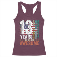 Funny 13th Birthday Racerback Tank Top 13 Years 156 Months Of Being Awesome American Flag - Wonder Print Shop